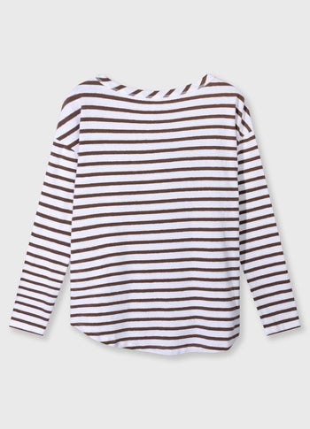 long sleeve tee stripes | white/dark truffle