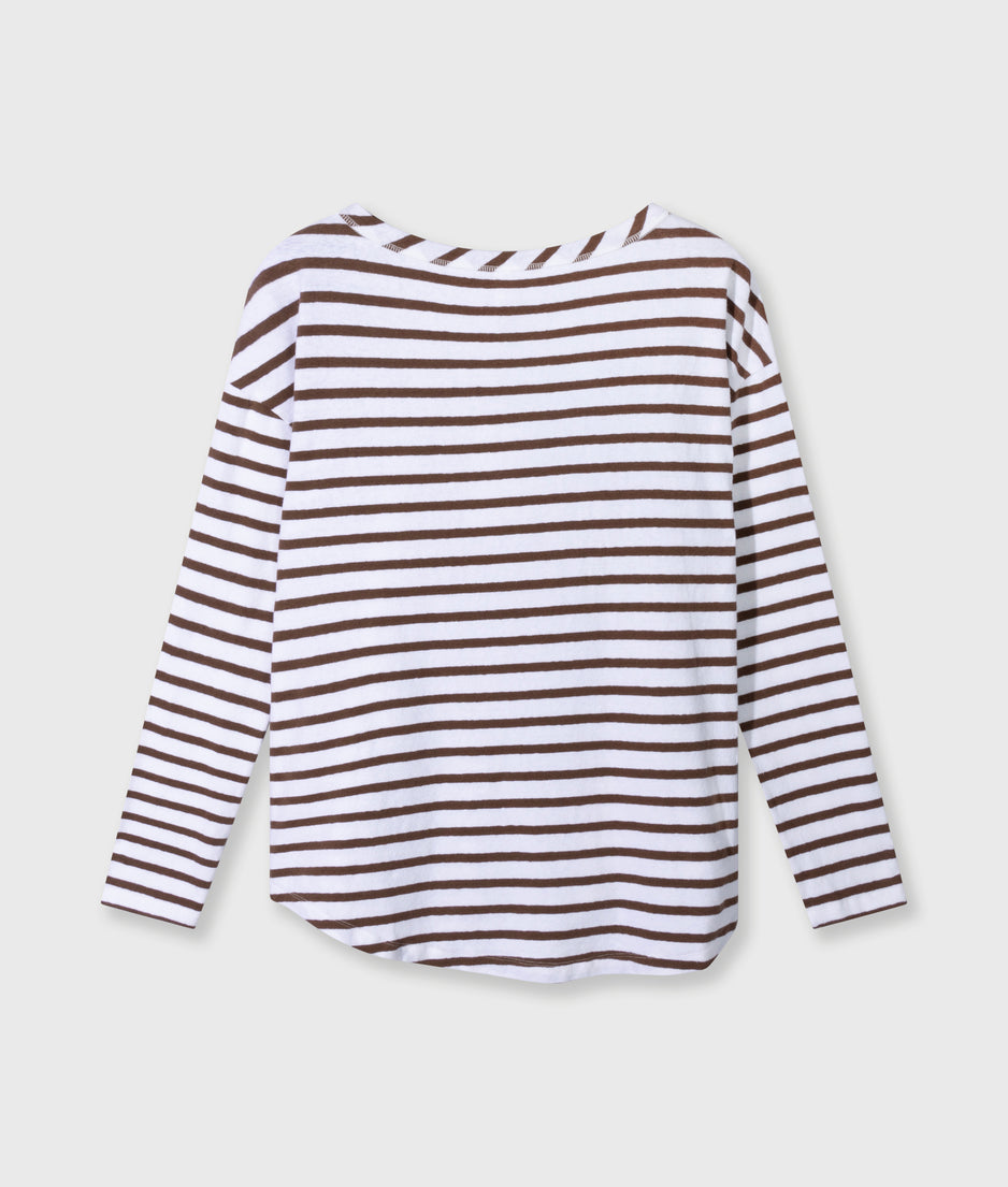 long sleeve tee stripes | white/dark truffle