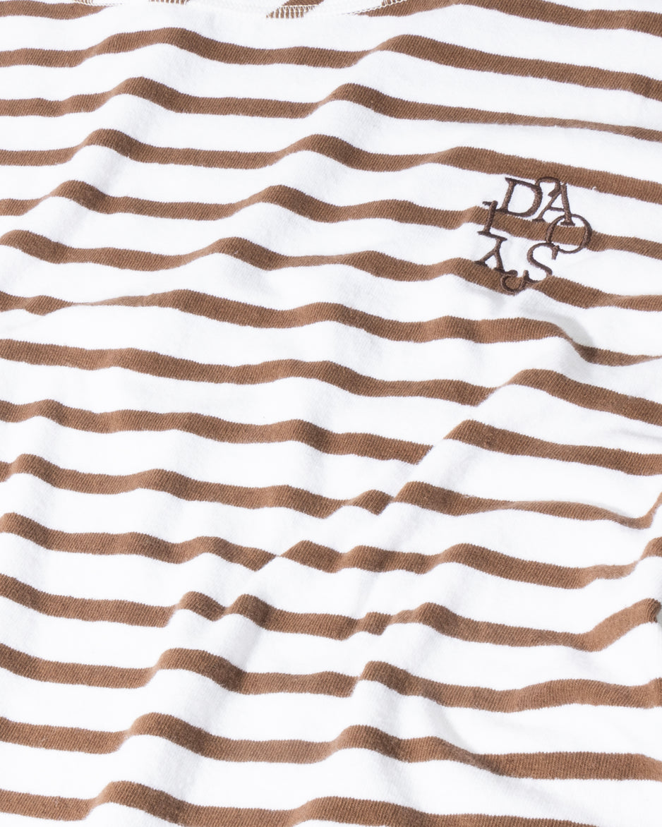 long sleeve tee stripes | white/dark truffle