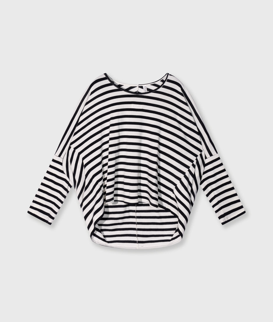 loose long sleeve tee modal stripes | ecru/black