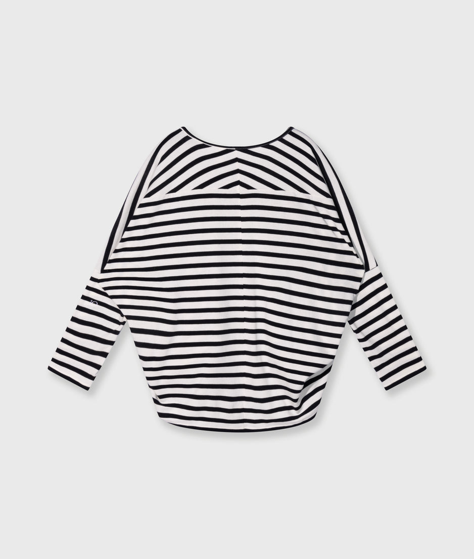 loose long sleeve tee modal stripes | ecru/black