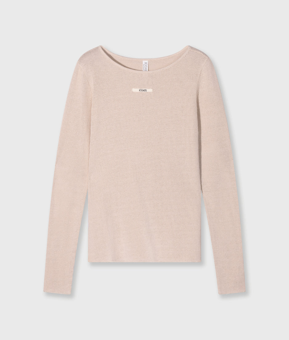 boat neck long sleeve tee mesh | light earth