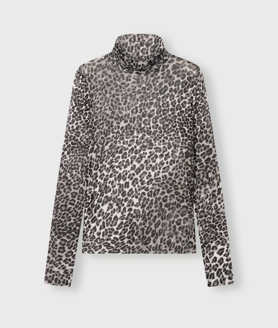 mesh long sleeve leopard | ecru