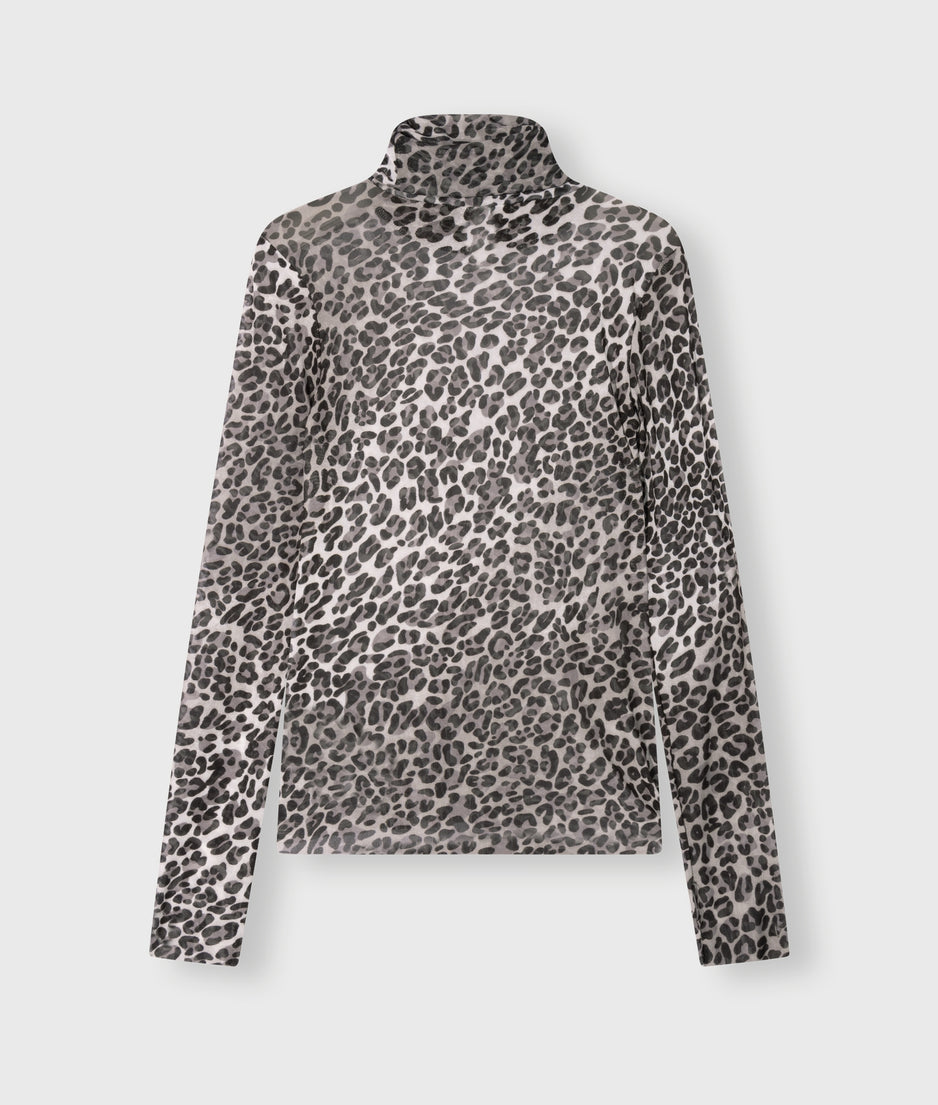 mesh long sleeve leopard | ecru