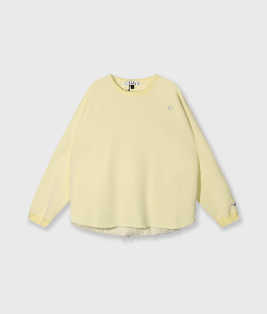 raw edge sweater | pastel yellow