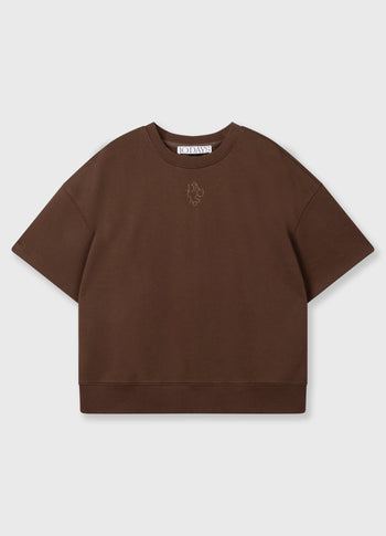 short sleeve sweater | dark truffle