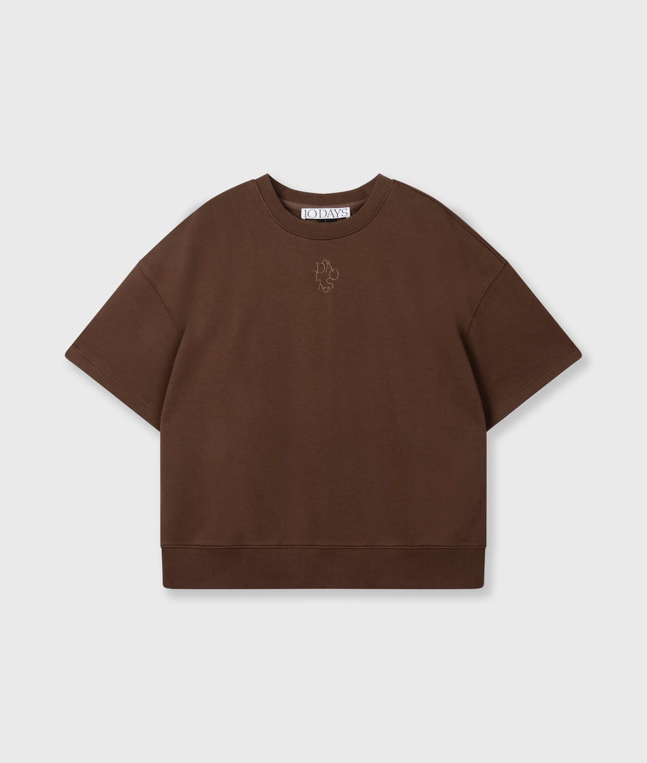short sleeve sweater | dark truffle