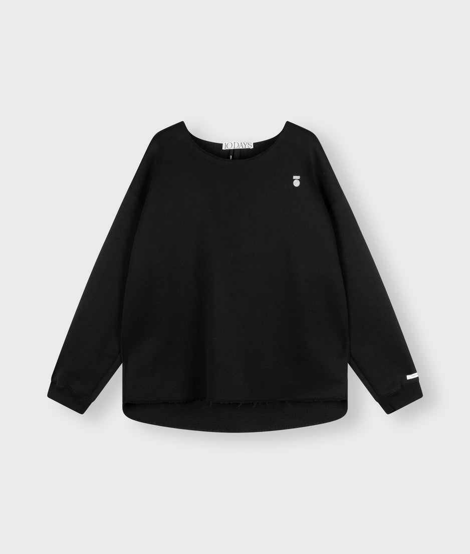 raw edge statement sweater | black