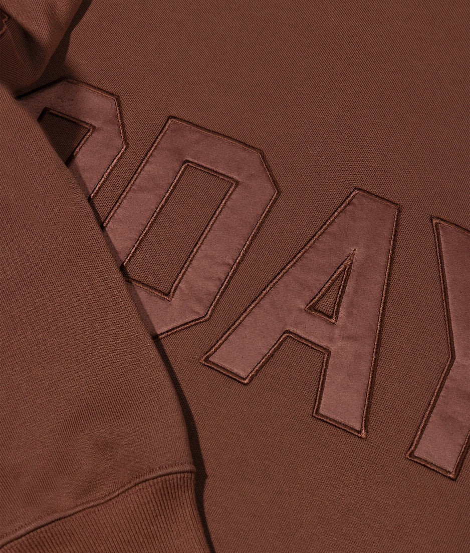 statement sweater logo | deep brown