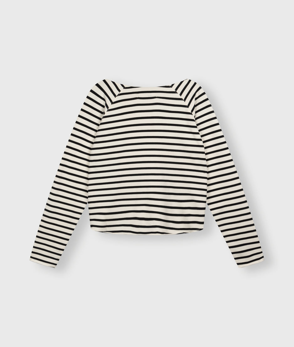 cropped icon sweater stripes | ecru/black