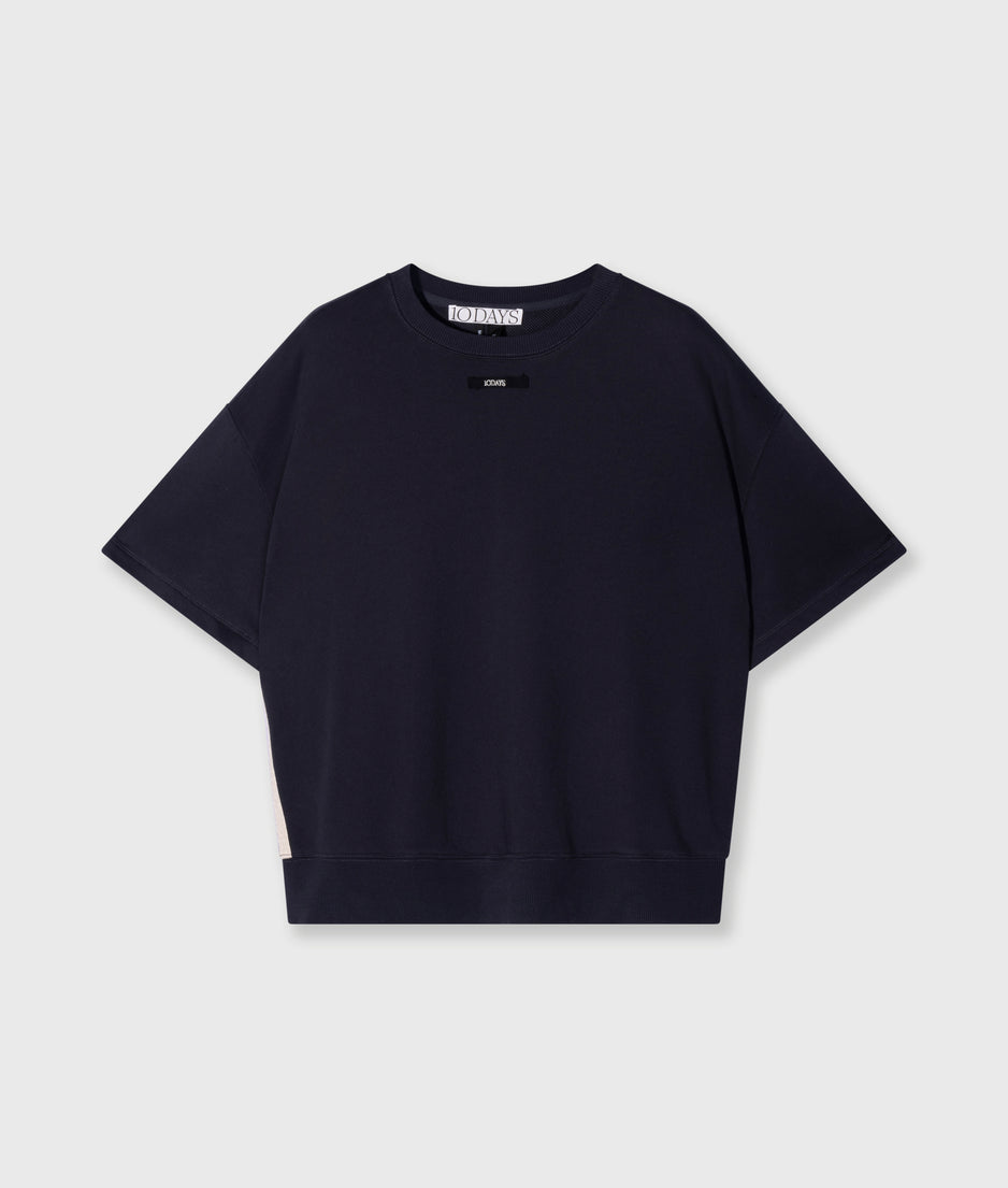 short sleeve sweater patch | dark navy