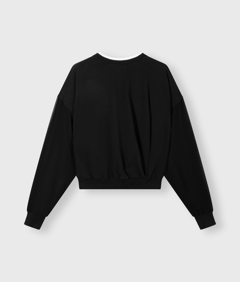 pleated sweater chiffon | black
