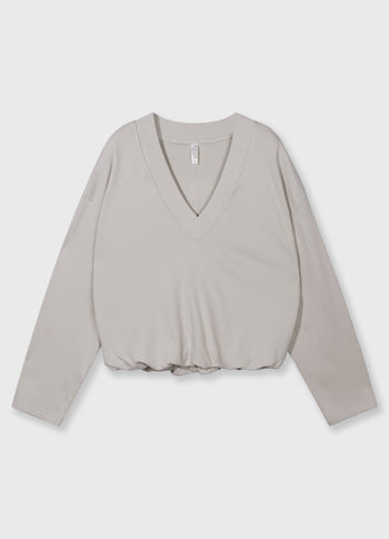 Ballonpullover mit V-Ausschnitt | stone