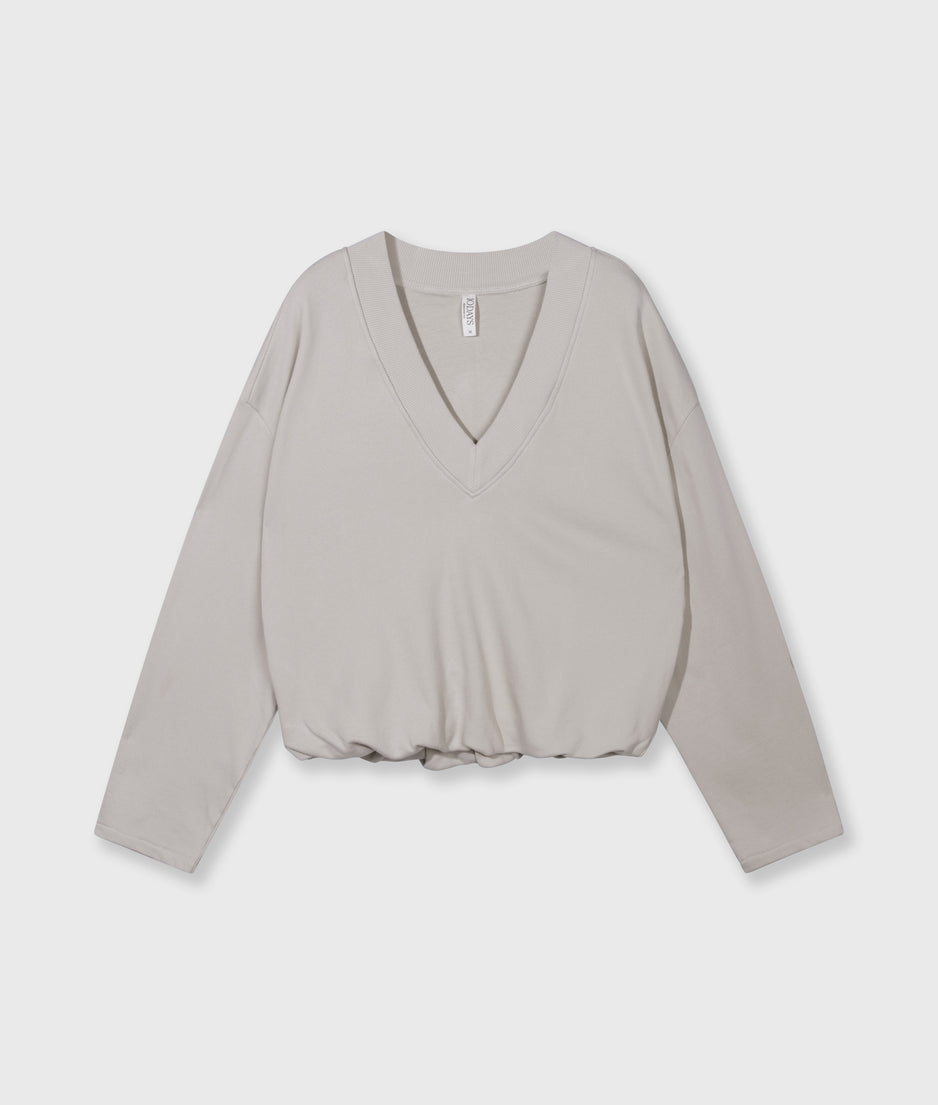 Ballonpullover mit V-Ausschnitt | stone
