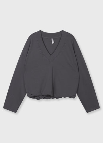 Ballonpullover mit V-Ausschnitt | steel blue