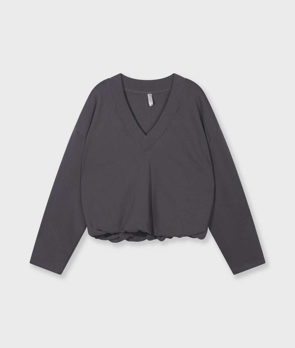 Ballonpullover mit V-Ausschnitt | steel blue