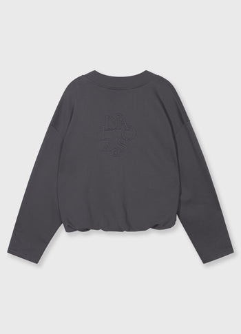 Ballonpullover mit V-Ausschnitt | steel blue