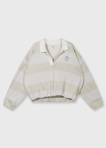 Ballonsweater mit Streifen | soft white melee