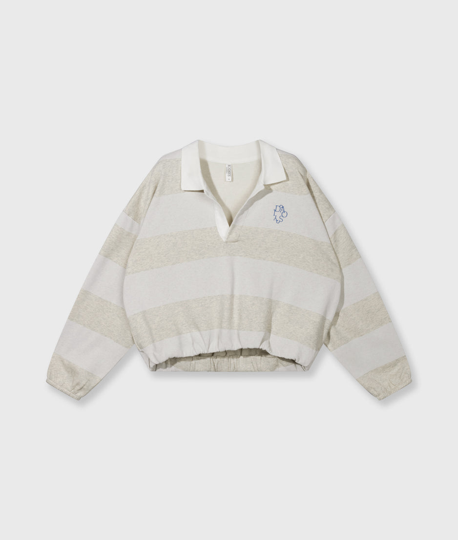 Ballonsweater mit Streifen | soft white melee