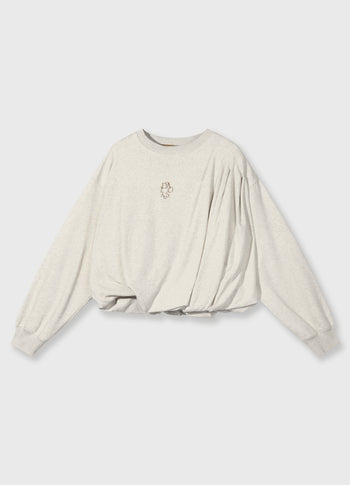 pleated sweater | soft white melee