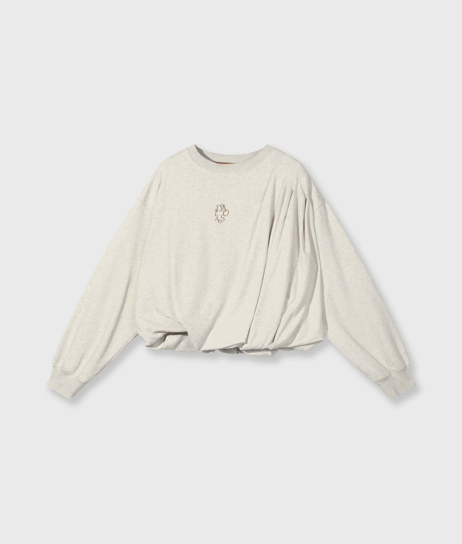 pleated sweater | soft white melee
