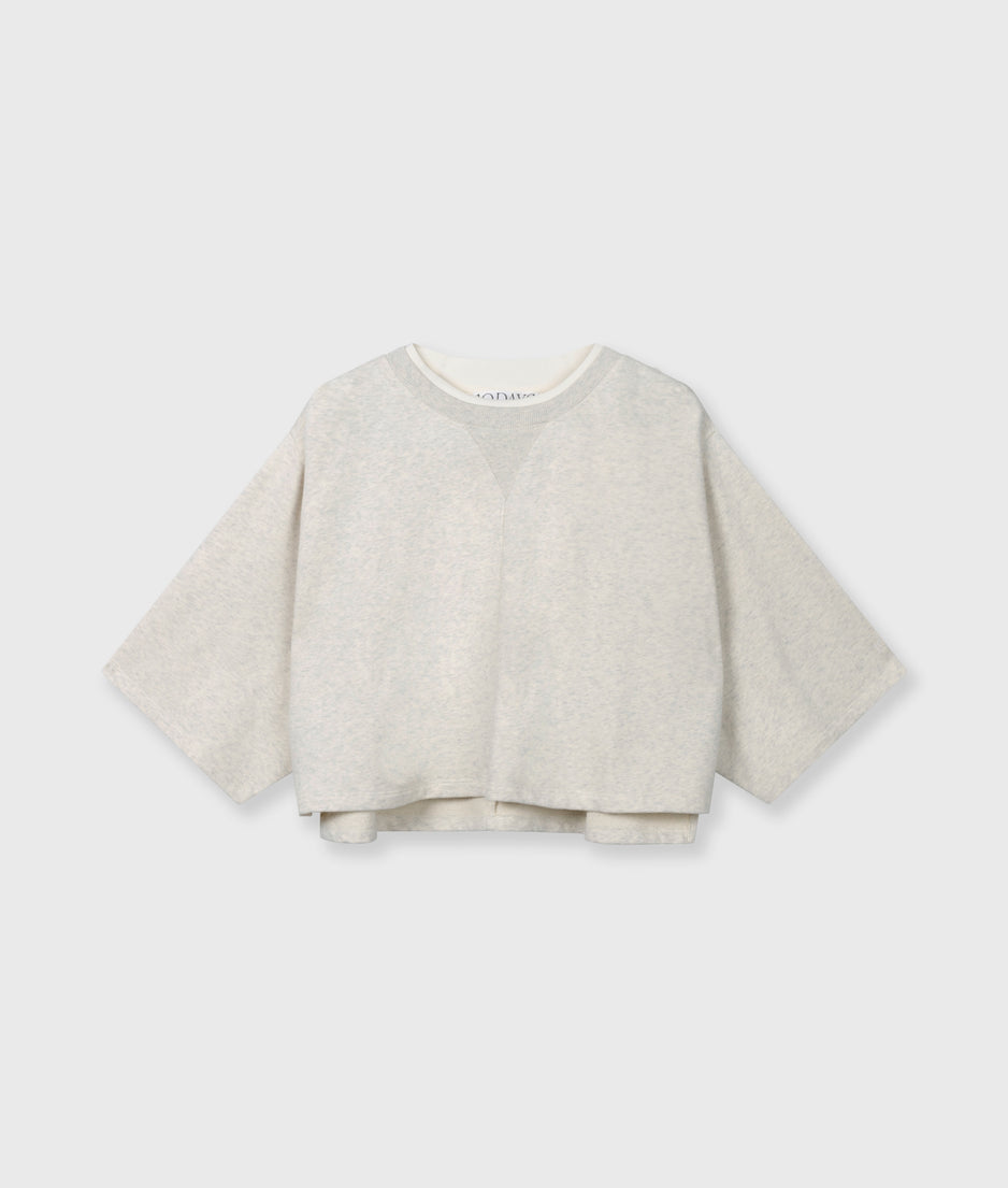 shoulder gathering tee | soft white melee