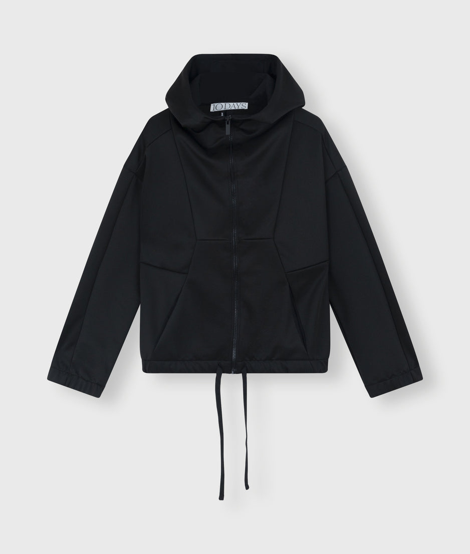 zipper hoodie scuba | black