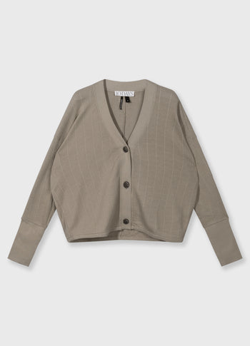v-neck mesh cardigan | fog