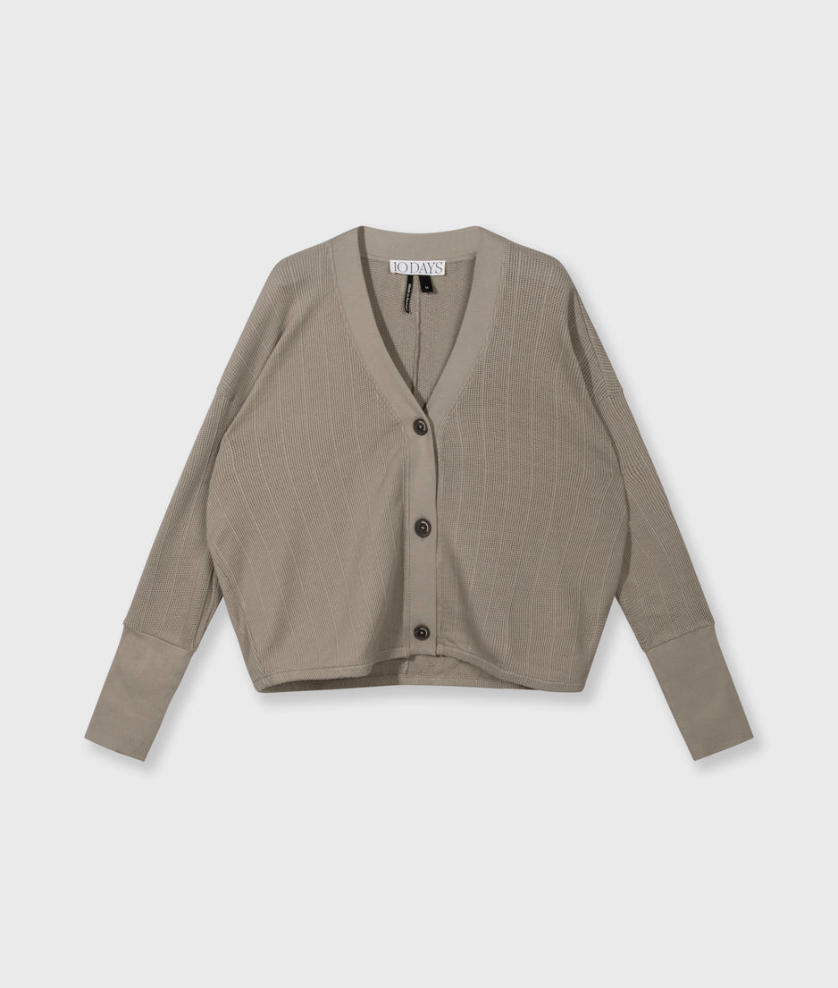 v-neck mesh cardigan | fog