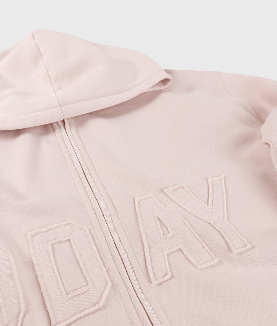 statement zip hoodie | powder