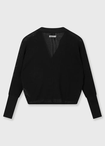 v-neck cardigan mesh | black