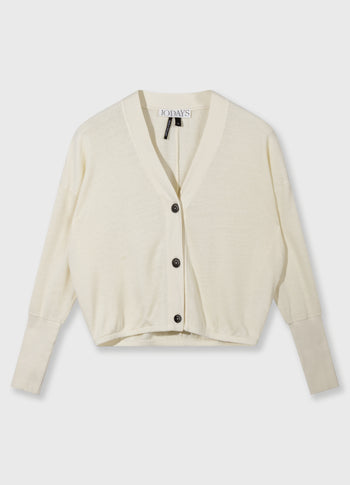 v-neck cardigan mesh | soft vanilla