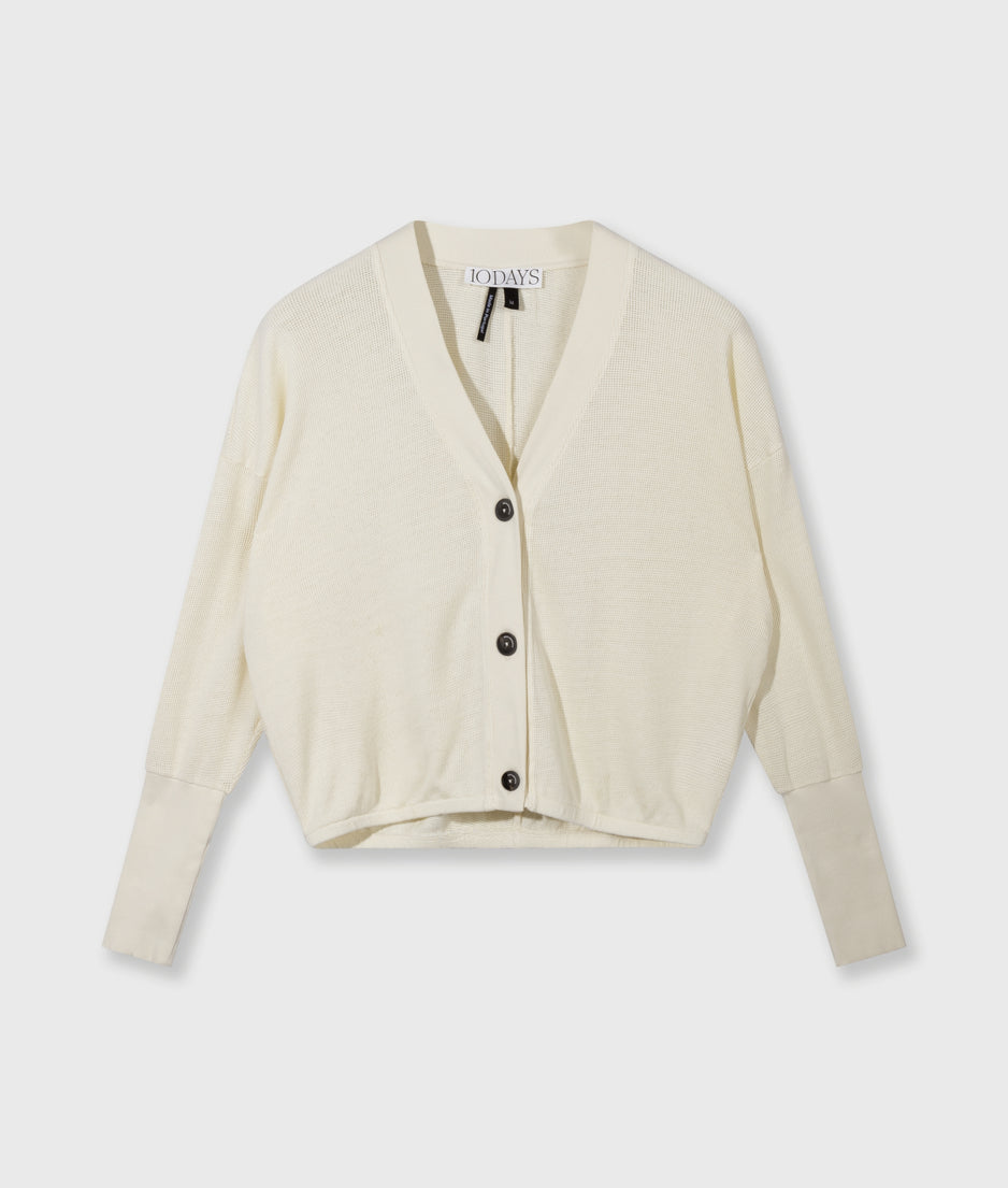 v-neck cardigan mesh | soft vanilla
