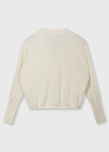 v-neck cardigan mesh | soft vanilla