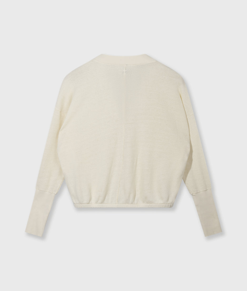 v-neck cardigan mesh | soft vanilla