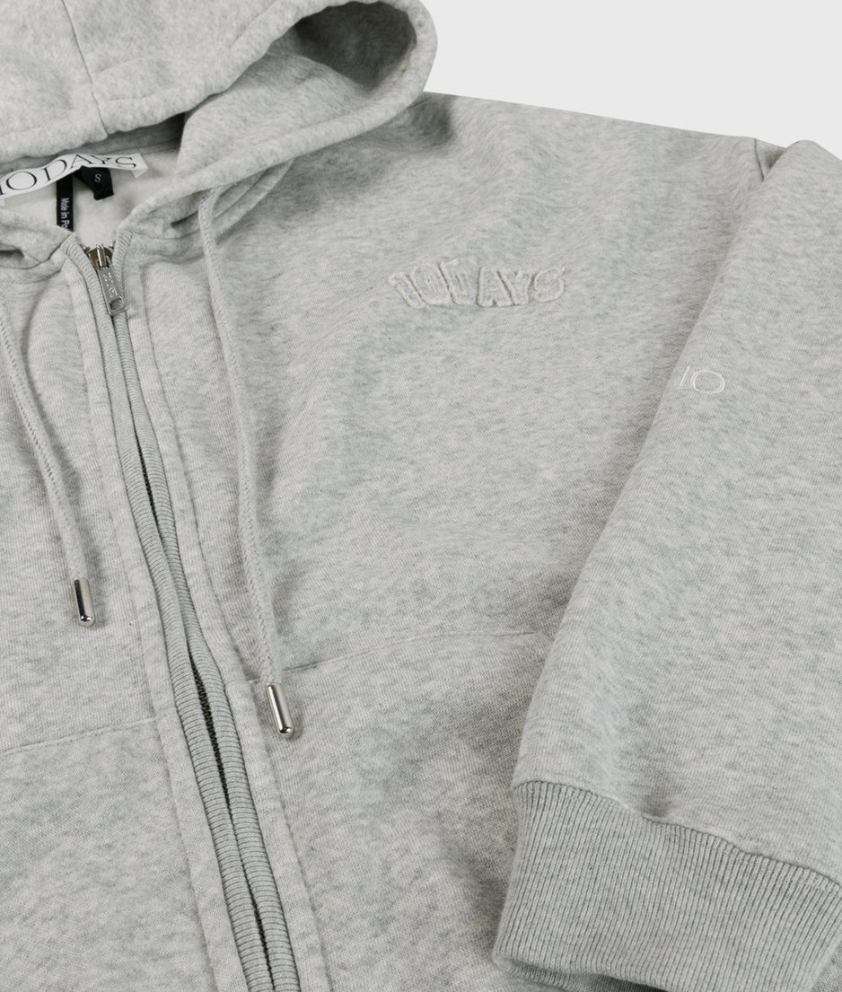 zip cardigan | light grey melee