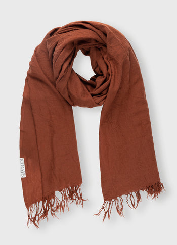 boiled wool scarf | saddle brown
