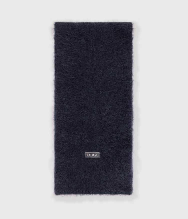 soft hairy knit scarf | dark navy