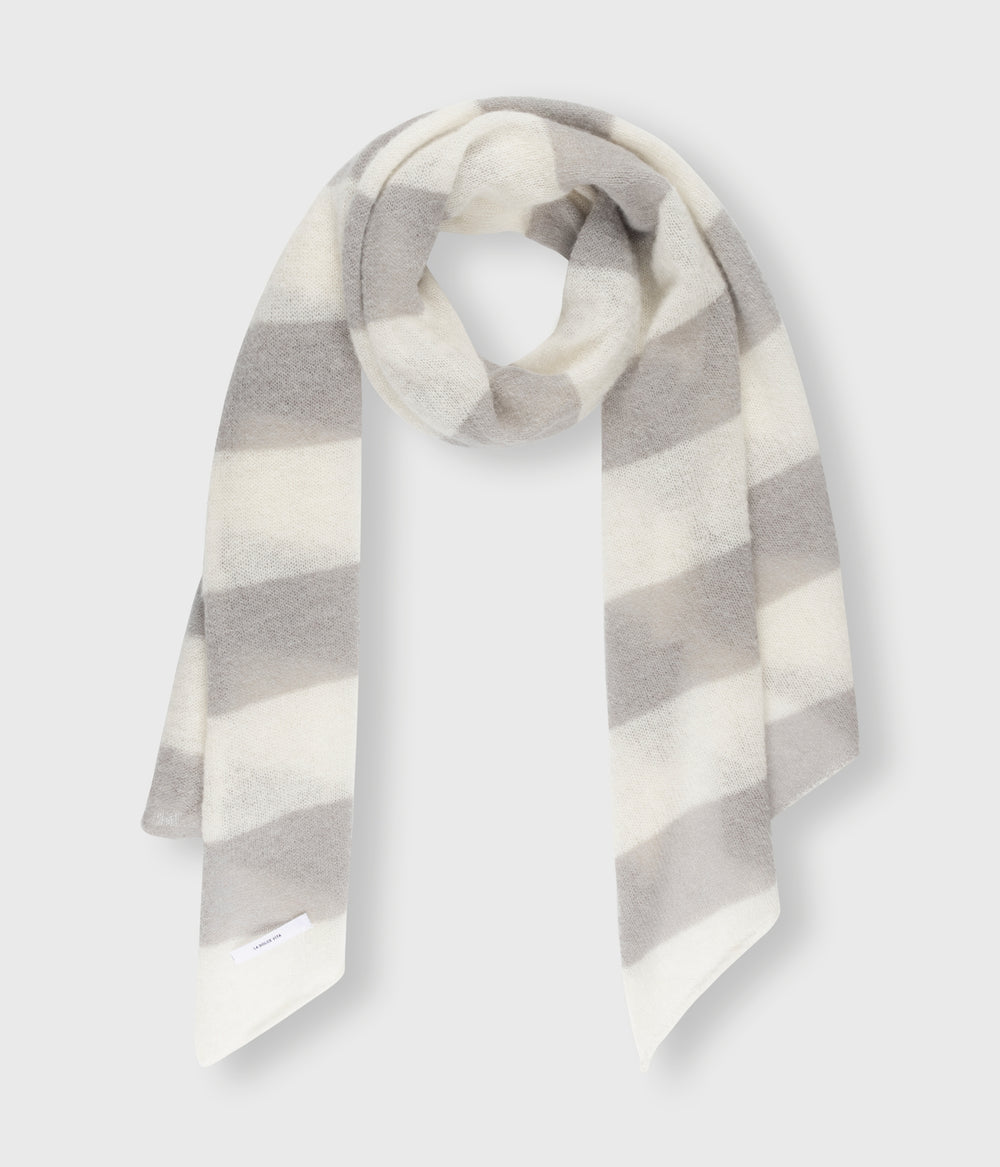 scarf knit stripe | ecru/cloudy