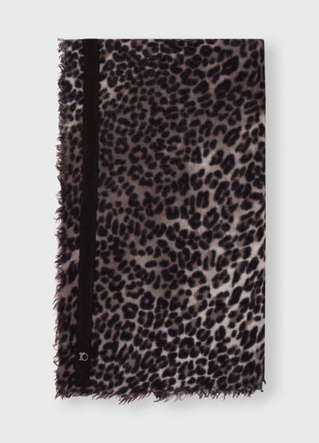 wool scarf leopard | soft white melee