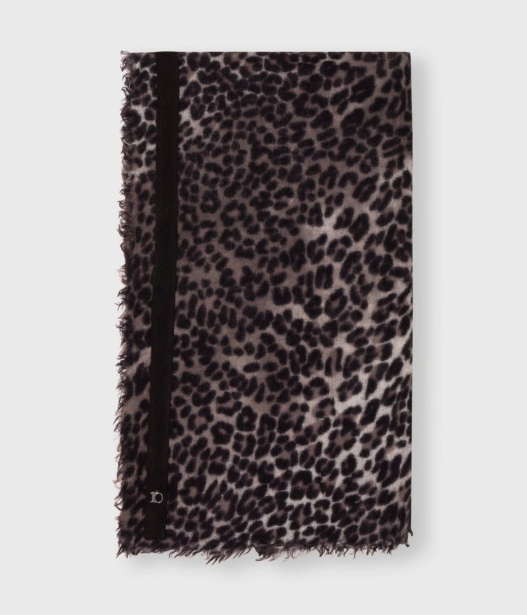 wool scarf leopard | soft white melee