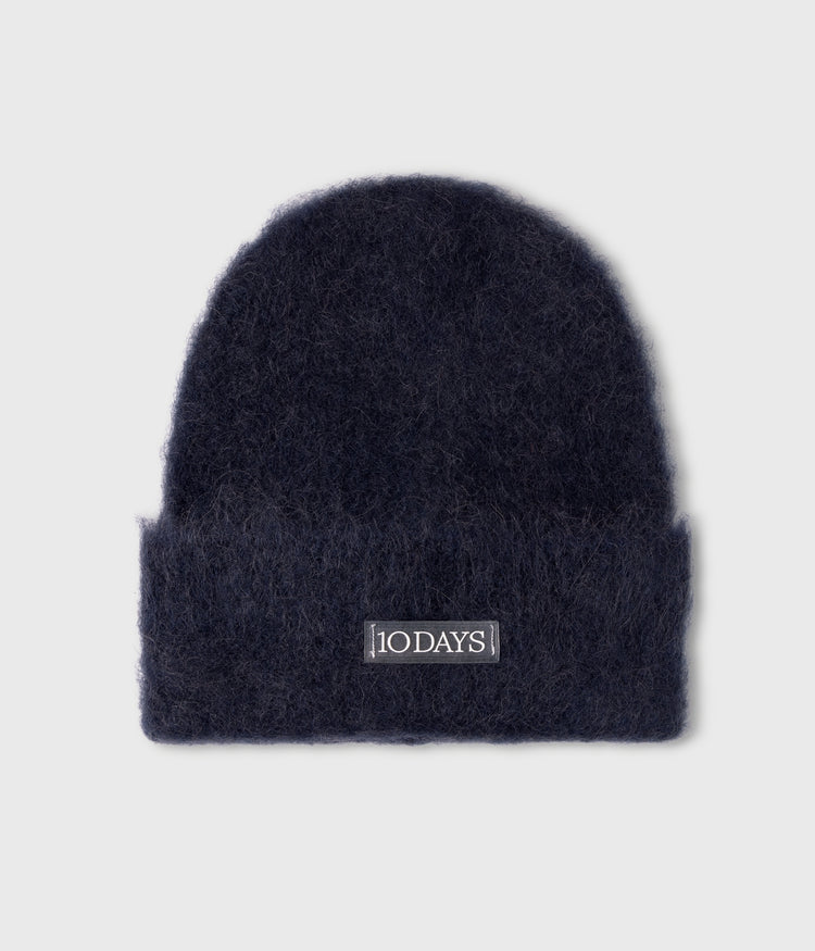 soft hairy knit beanie | dark navy