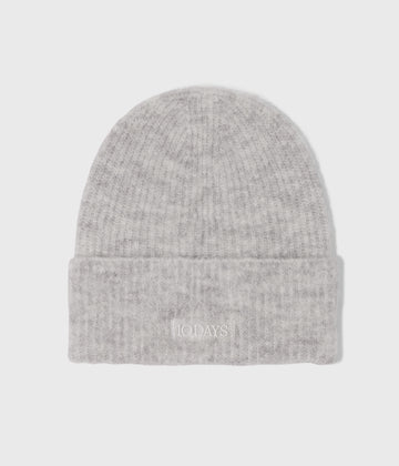 soft hairy knit beanie | light grey melee