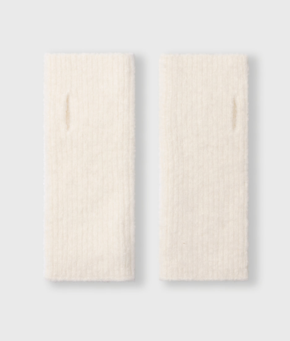 hairy knit gloves | ecru
