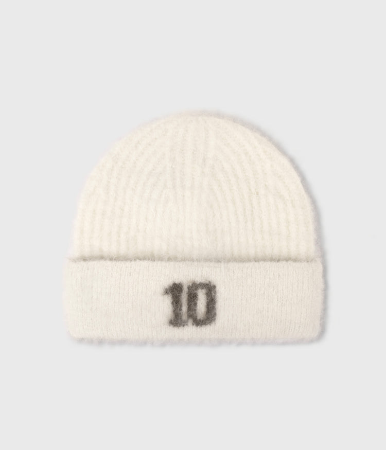 hairy knit beanie | ecru