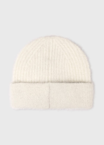 hairy knit beanie | ecru