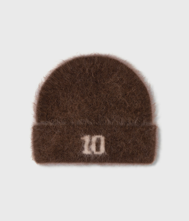 hairy knit beanie | dark truffle