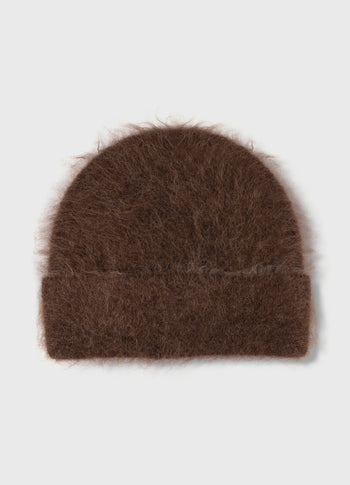 hairy knit beanie | dark truffle