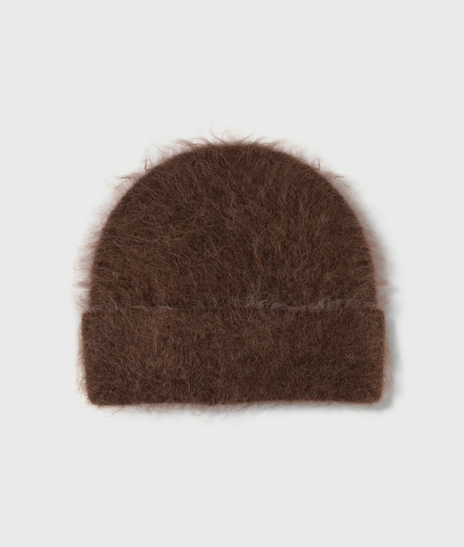 hairy knit beanie | dark truffle