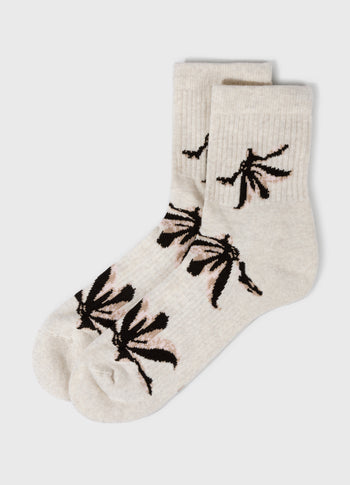 socks all-over flower | soft white melee